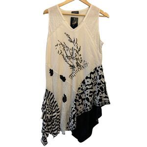 Lee‎ Andersen Black and White Sleeveless Art to Wear Tunic Dress Size M